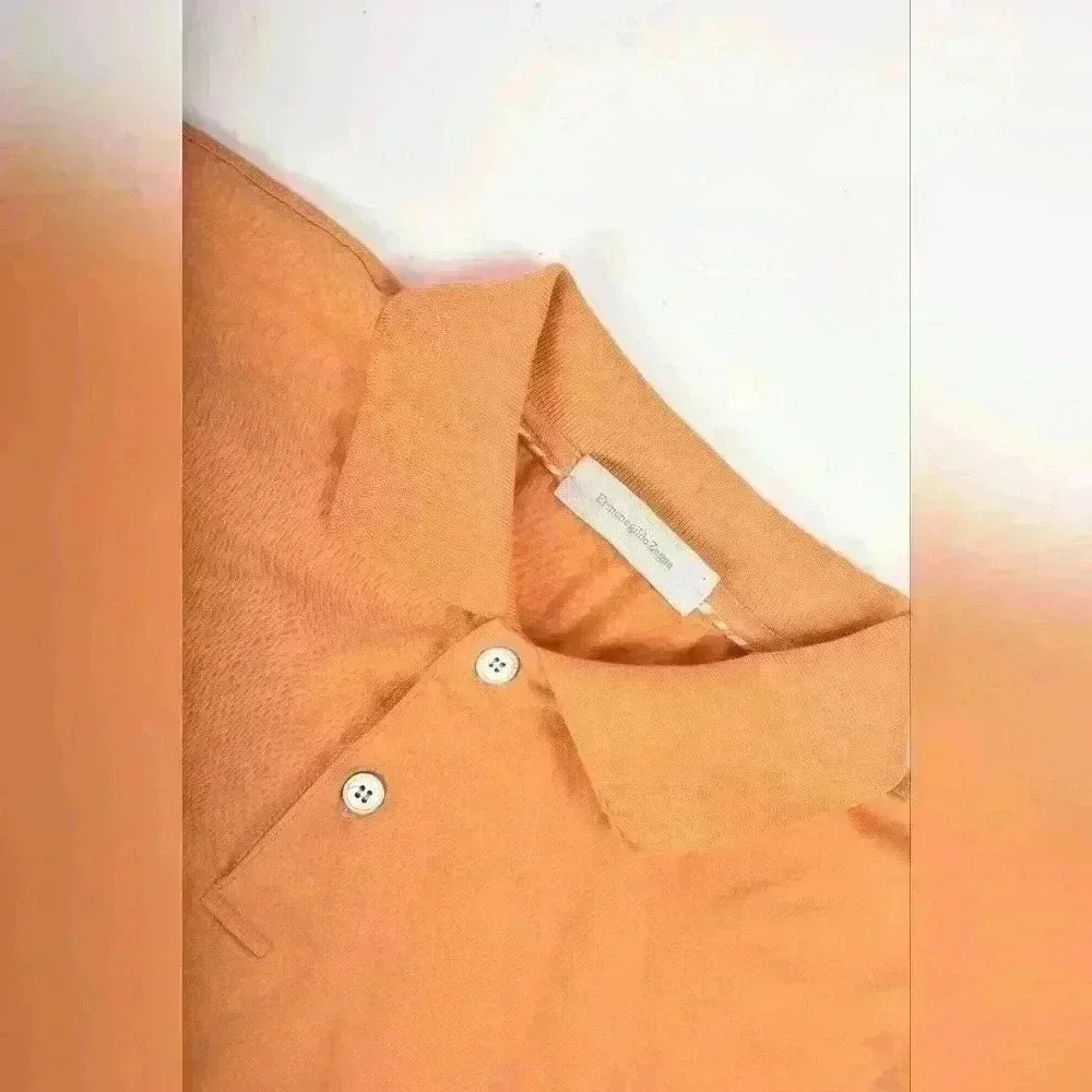 ERMENEGILDO ZEGNA Soft Orange Mercerized Cotton Polo Shirt 56EU XL Romania